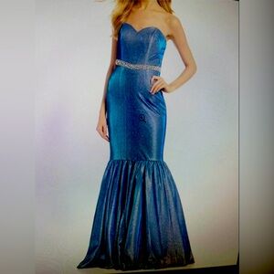 Terani Couture Blue Fit & Flare Dress